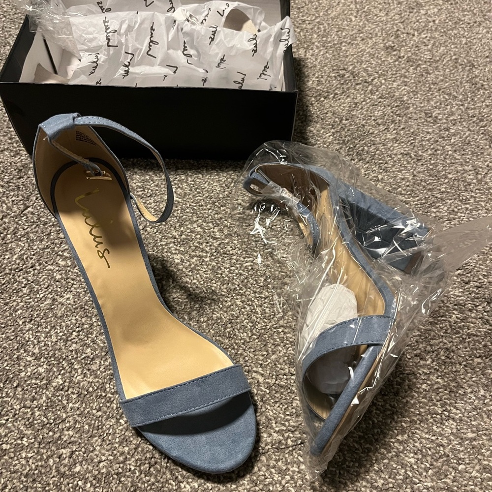 Dusty blue strappy heels
